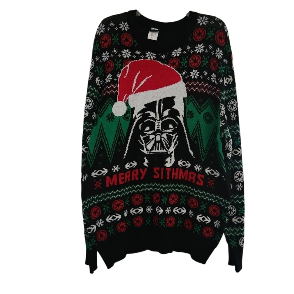 Mens Star Wars Black and Green Christmas Sweater Sz Xxl Nwt